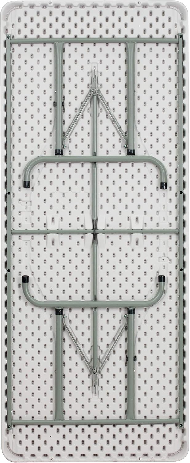 Flash Furniture 6-Foot Adjustable Plastic Folding Table, White | Bi-Fold, Car...