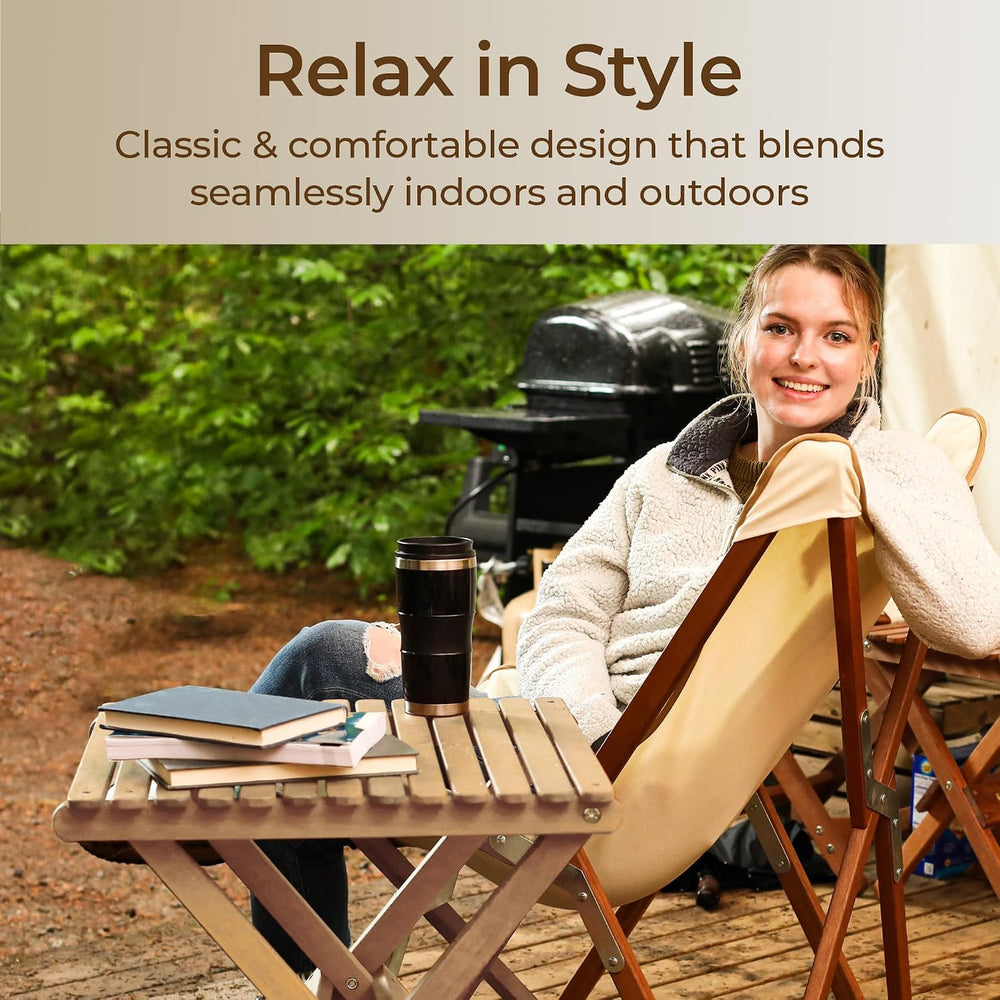 BYER OF MAINE Pangean Folding Wooden Side Table, and Garden Use, Patio