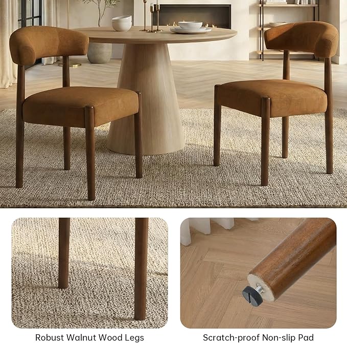 VKNOW Wooden Dining Chairs Set of 2, Modern Upholstered Dining Room Chairs wi...