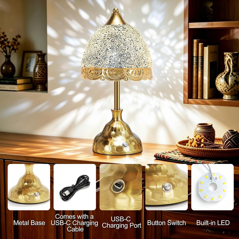 Rechargeable Mosaic Lamp,3600mAh Battery Operated,Cordless
