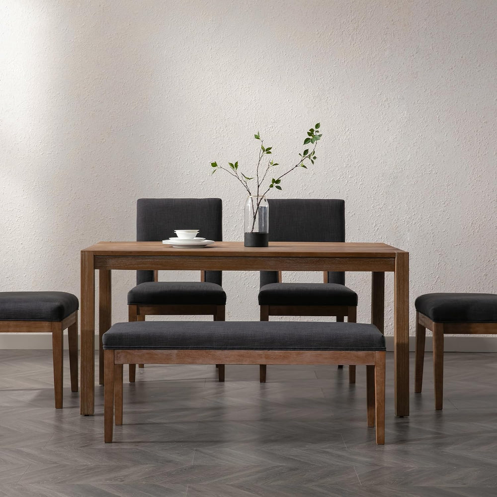 Linen Dining Bench Upholstered Entryway Bench Farmhouse Shoe Bench Seat Ottom...
