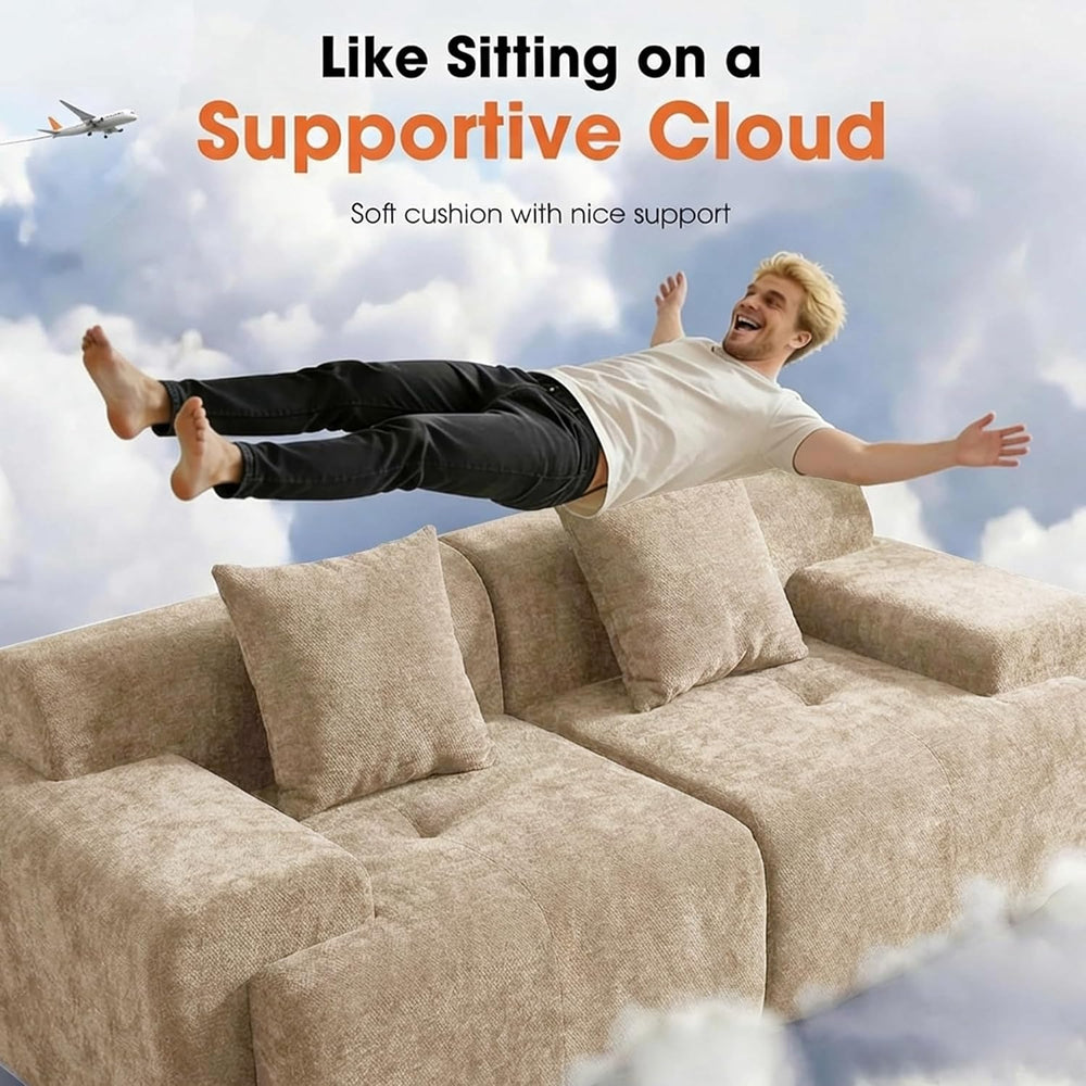 84" Modular Loveseat Couch, 60" Deep Seat Boneless Sofa with Ottoman