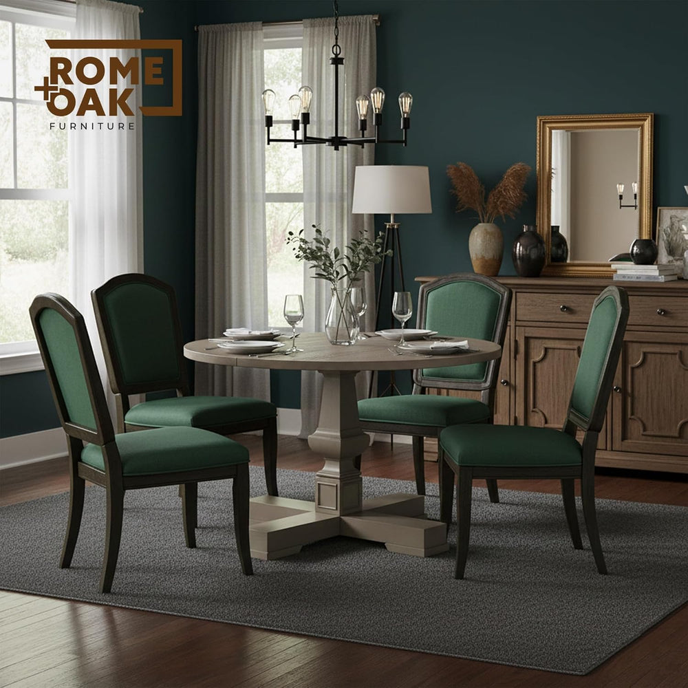 ROME + OAK Rumson Modern Dining Table, 44-Inch Round Tabletop with Sturdy Ped...