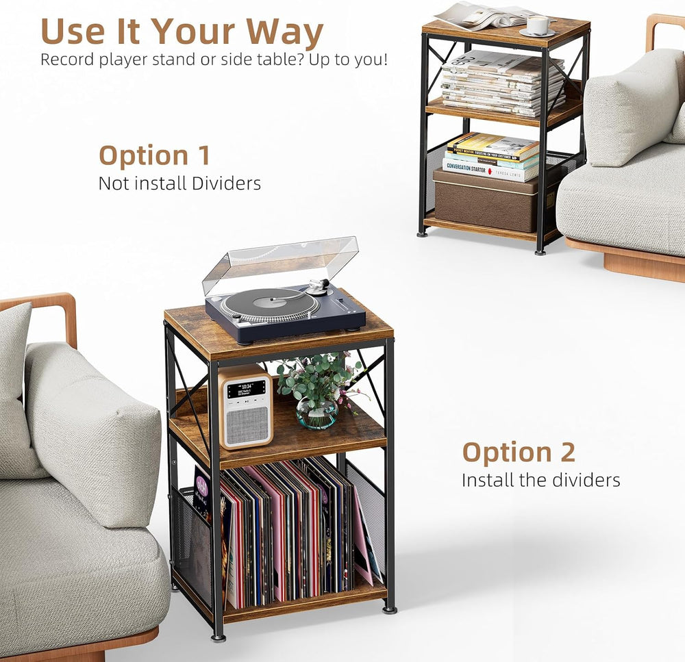 Simple Trending Record Player Stand, Turntable Stand with Vinyl Storage Holds...
