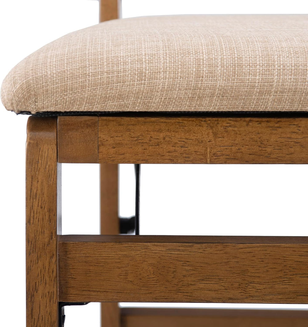 Bennett Natural Folding Chair with Rope Back and Linen Upholstered Seat Set o...
