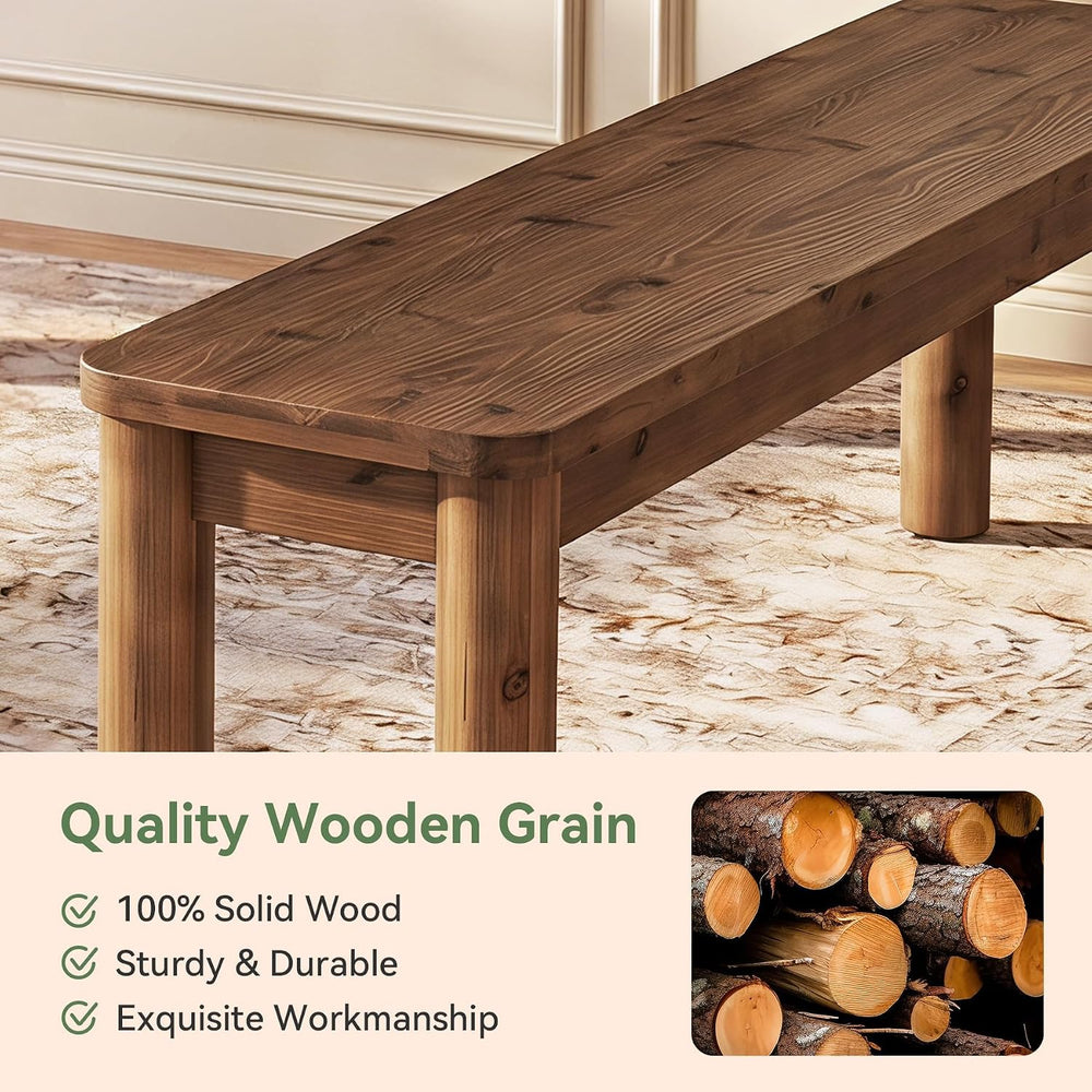 55" Solid Wood Entryway Bench | Farmhouse End of Bed Bench, Indoor Dinin...
