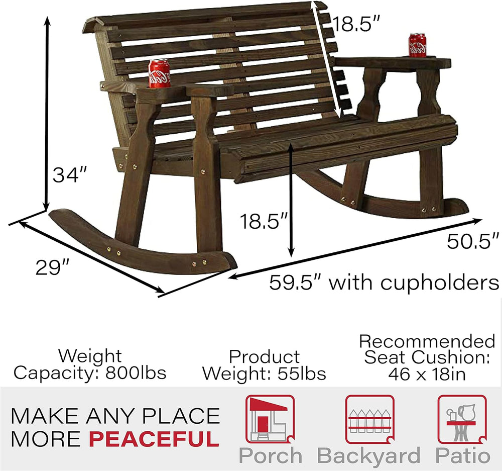 Amish Casual Heavy Duty 800 Lb Roll Back Pressure Treated Double Rocker with ...