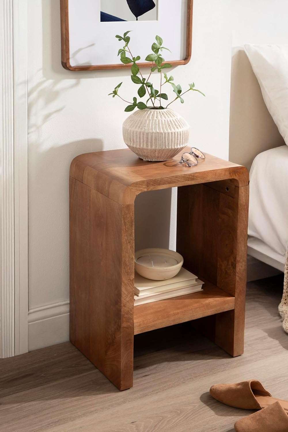 Kate and Laurel Reddy Modern Arched Wood Side Table, 16 x 12 x 24, Warm Natur...