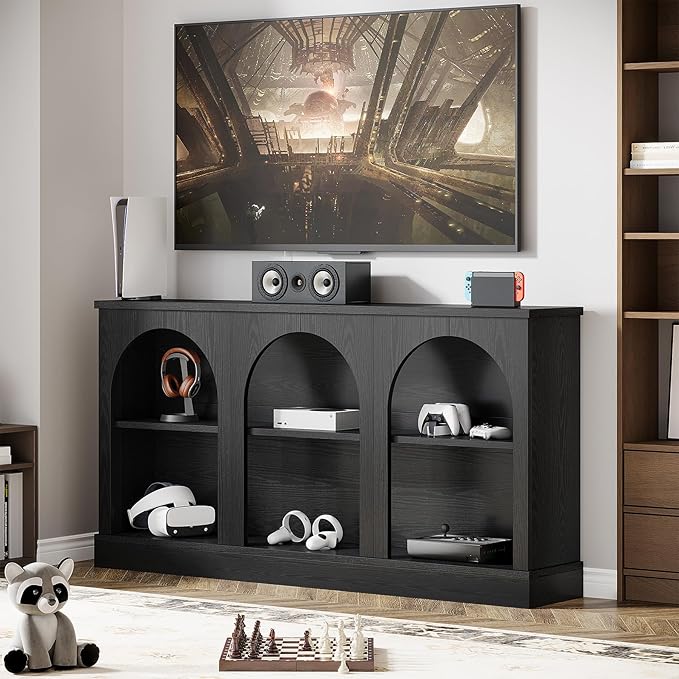 Tribesigns TV Stand for 55/60/65 Inch TV, Farmhouse Entertainment Center with...