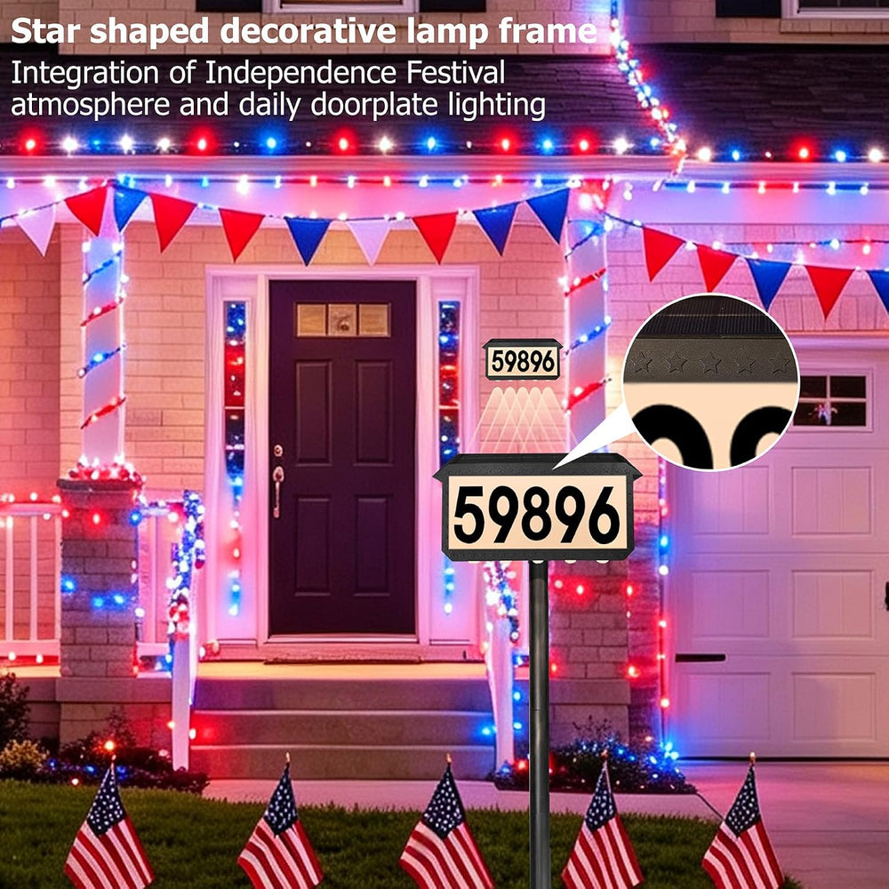 Solar Address Sign with 5 Large Lenses, 3-Light Modes