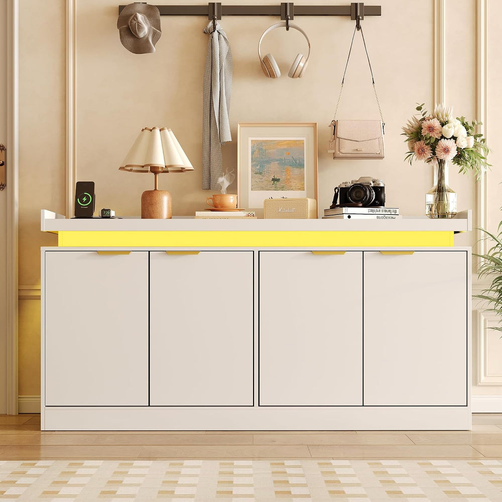 knoworld LED Sideboard Buffet Cabinet with Storage, 63'' Large Kitche...