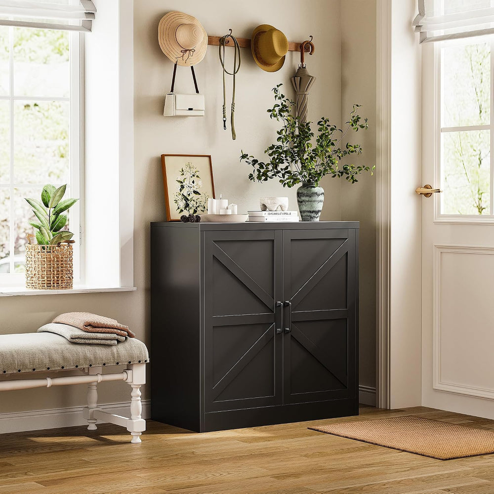 36" Metal Storage Cabinet, Farmhouse Kitchen Pantry Cabinet with Doors a...