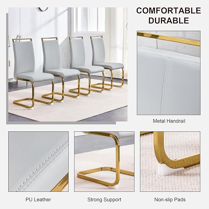 AZmac Modern Leather Dining Chairs Set of 6,Armless Kitchen Chairs,Dining Roo...