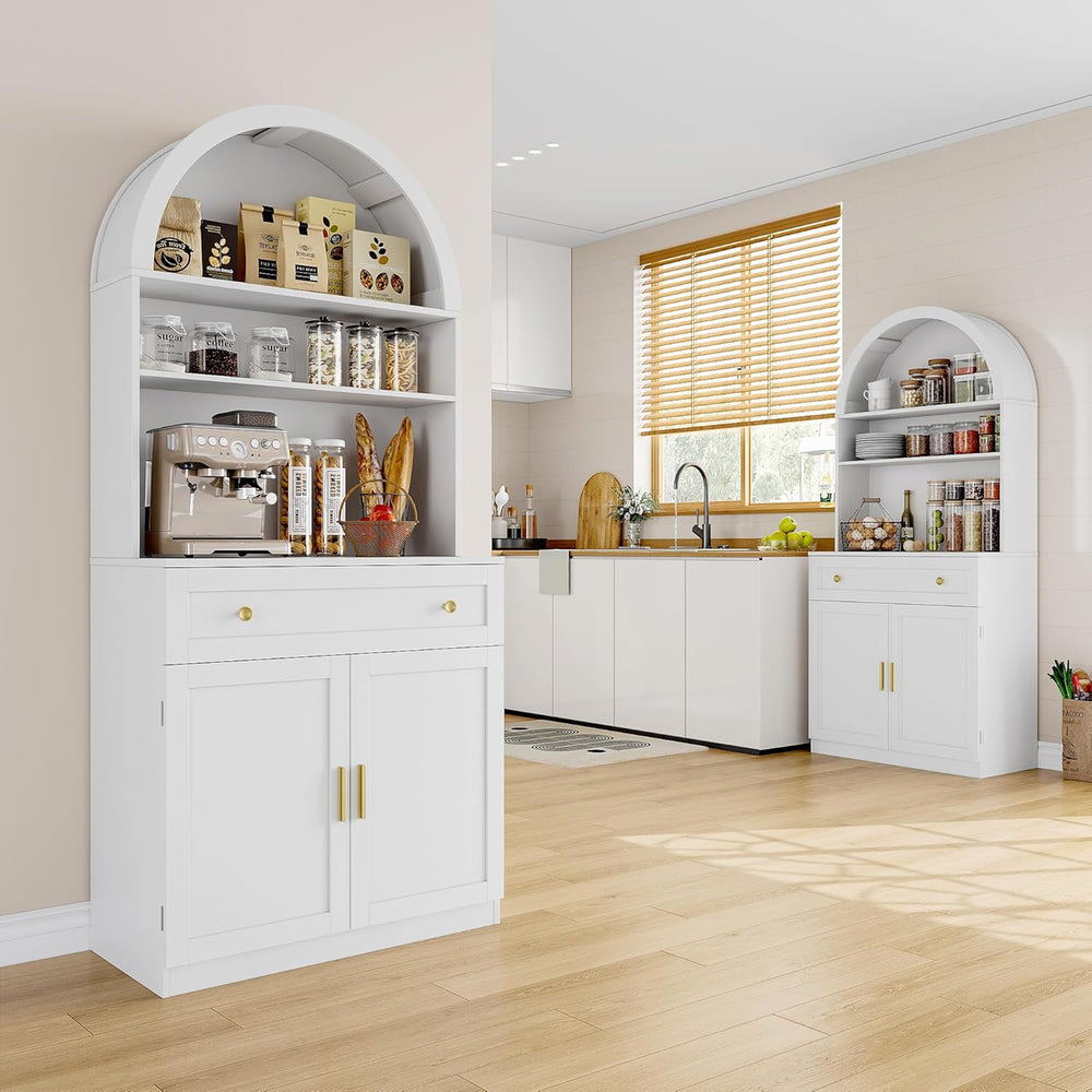 71" Tall Arched Kitchen Pantry Cabinet, Modern Kitchen Storage Cabinets ...