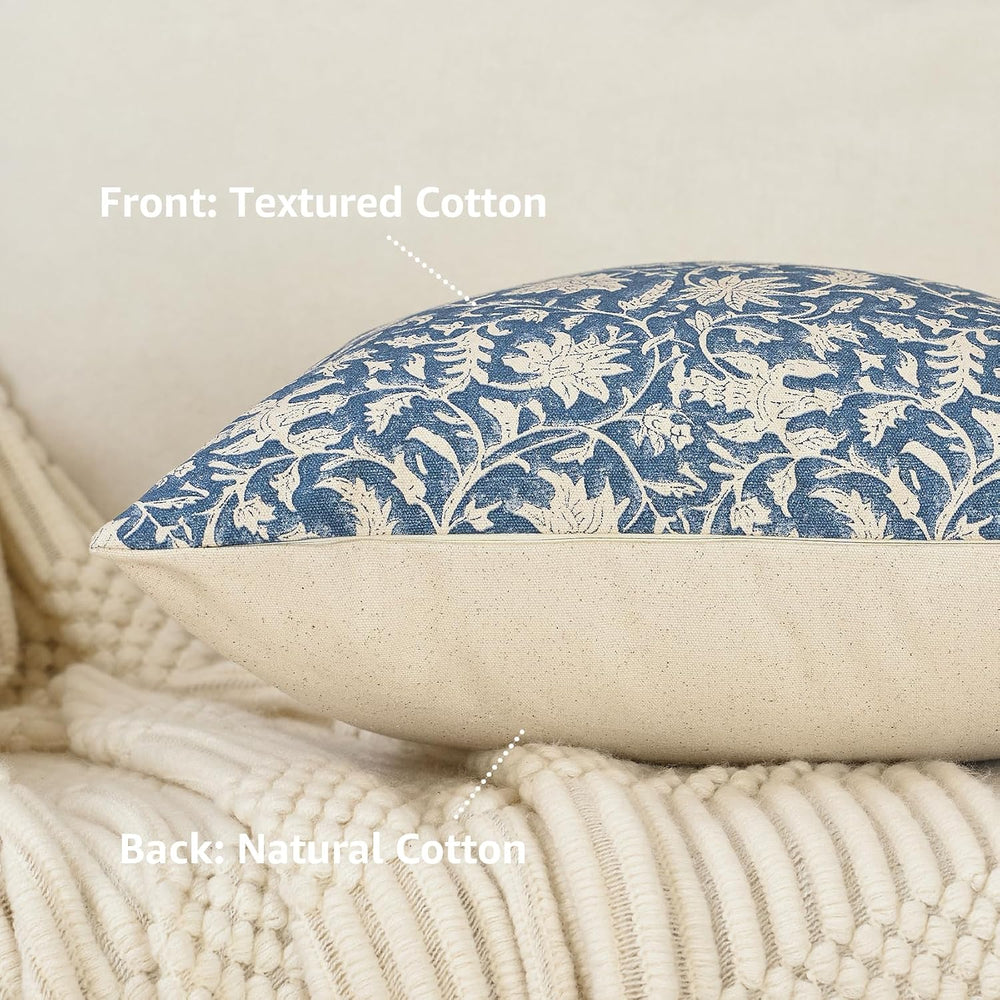 FIOUOVO Floral Throw Pillow Covers 24x24 Farmhouse Block Print Pillow Covers ...