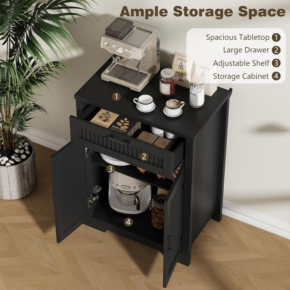 Buffet Cabinet with Storage Drawer, Farmhouse Coffee Bar Table with Storage D...