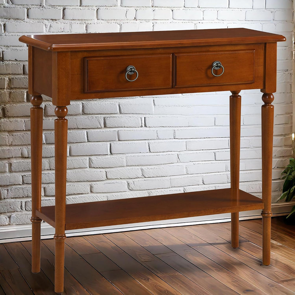 Leick Home Coastal Console Table, Solid Wood, with Drawer and Shelf, for Entr...
