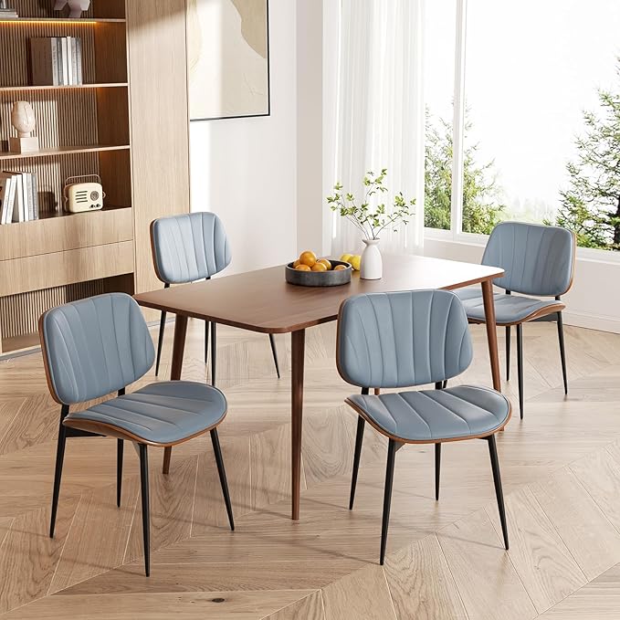 Dining Chair, Mid Century Modern Dining Room Chairs, Upholstered Faux Leather...