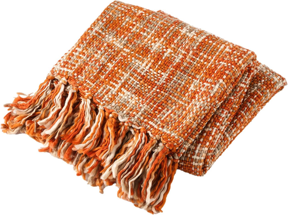 Battilo Orange Throw Blanket for Couch,50"x60"
