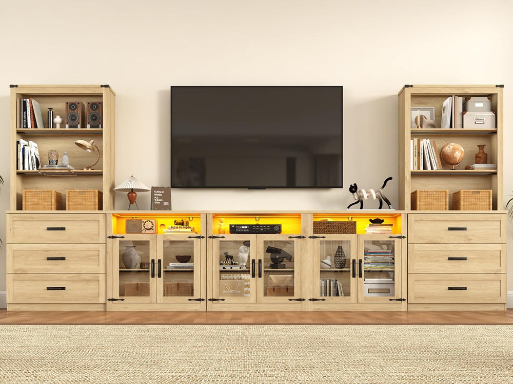 chartustriable 157" W 4-Piece Entertainment Center with Bookshelves for ...