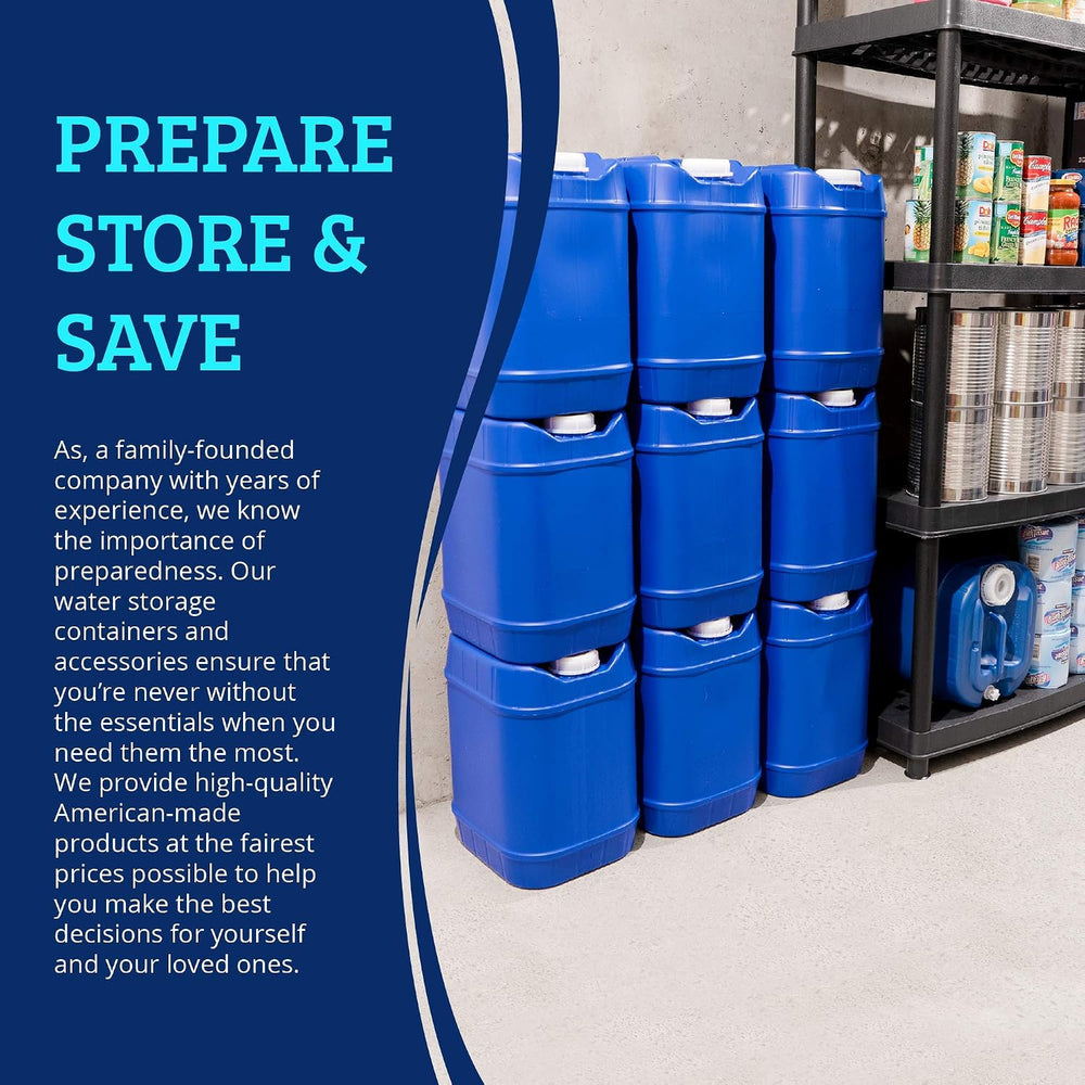 5-Gallon Stackable Water Storage Containers with Lids, Emergency Water Storag...