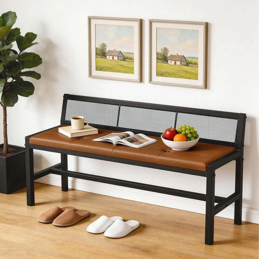 YATINEY Dining Bench, 39.4'' Kitchen Bench with Back, Dining Room Ben...