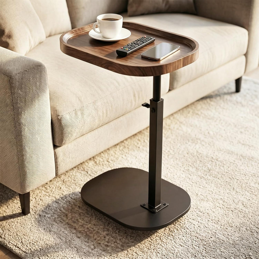 Adjustable Height TV Dinner Tray Table for Eating, 360°Swivel Small C Shaped ...