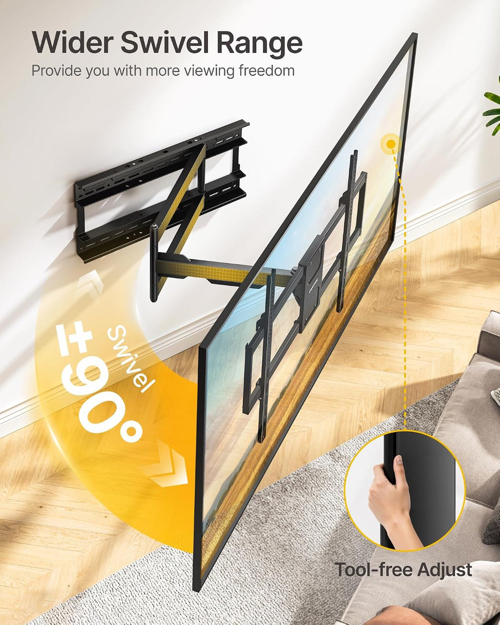 monTEK XL 40” Long Arm TV Wall Mount for 50-100 inch TVs up to 176 lbs | ±90°...