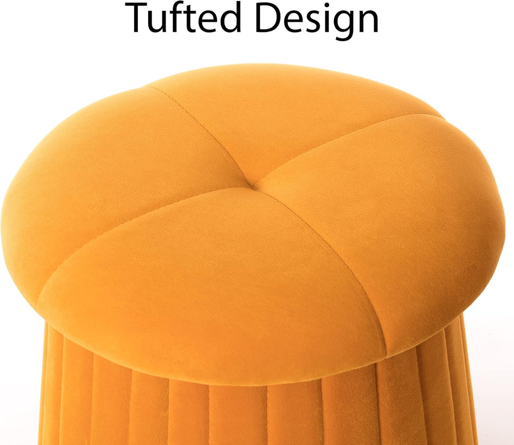 Fabulaxe Modern Tufted Velvet Mushroom Shape Storage Ottoman Storage Stool Tr...