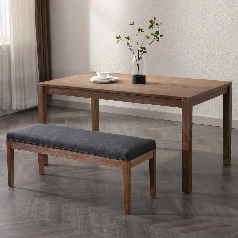 Linen Dining Bench Upholstered Entryway Bench Farmhouse Shoe Bench Seat Ottom...