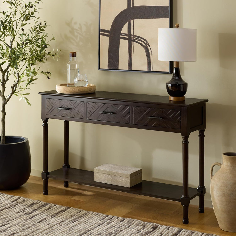 SAFAVIEH Home Collection - Peyton Dark Chocolate Console Table with 3 Drawers...