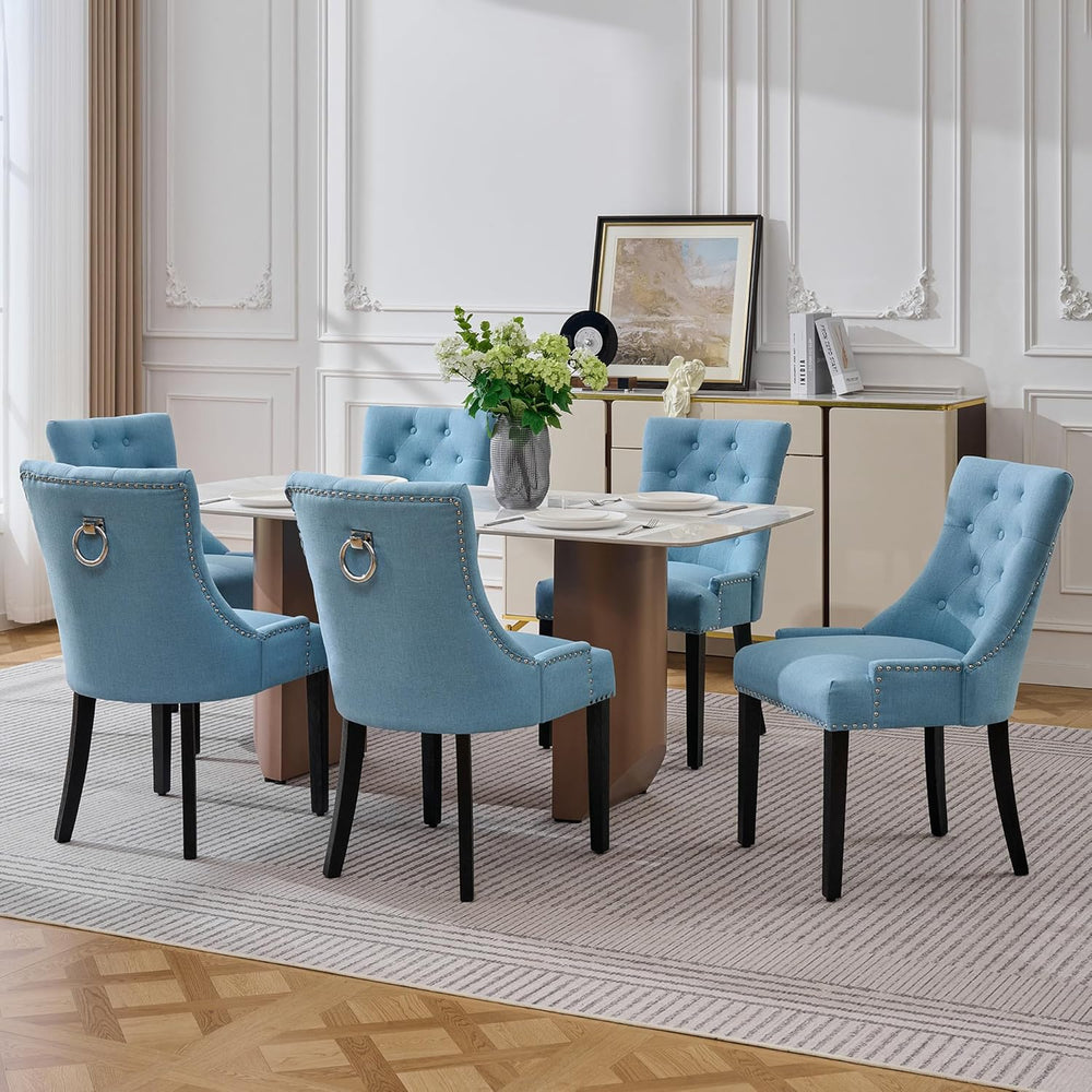 adochr Dining Chairs Set of 6, Upholstered Fabric Dining Room Chairs with Nai...