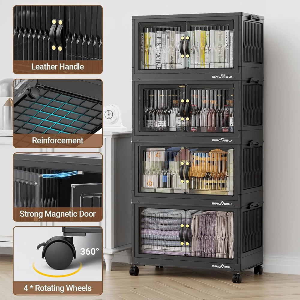 BROVIEW 180Qt Stackable Storage Bins with Lid, Extra Large Closet Organizer C...