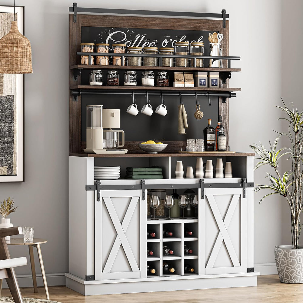 IDEALHOUSE Coffee Bar Cabinet, Farmhouse Buffet Cabinet with Storage, 75"...
