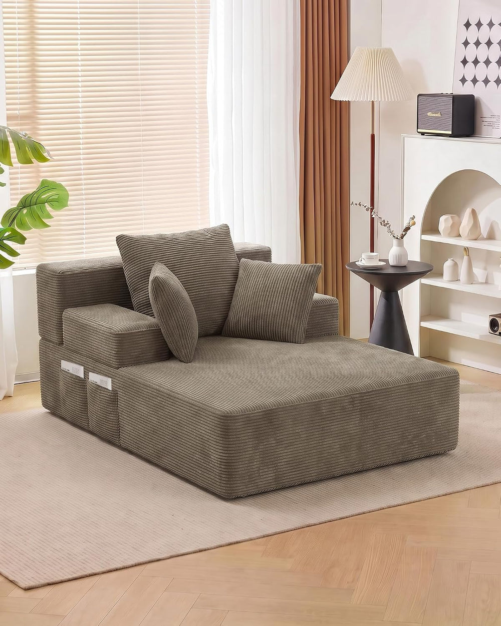 79.5" Oversized Boneless Chaise Lounge, Chaise Lounge Chair Indoor, Brown