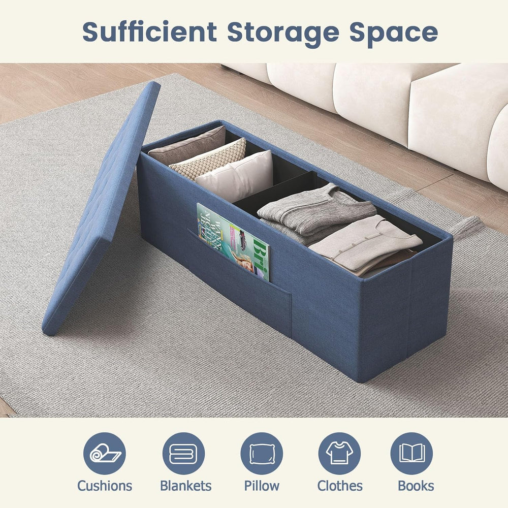Giantex 43 Inches Folding Storage Ottoman Bench, Upholstered Storage Chest wi...