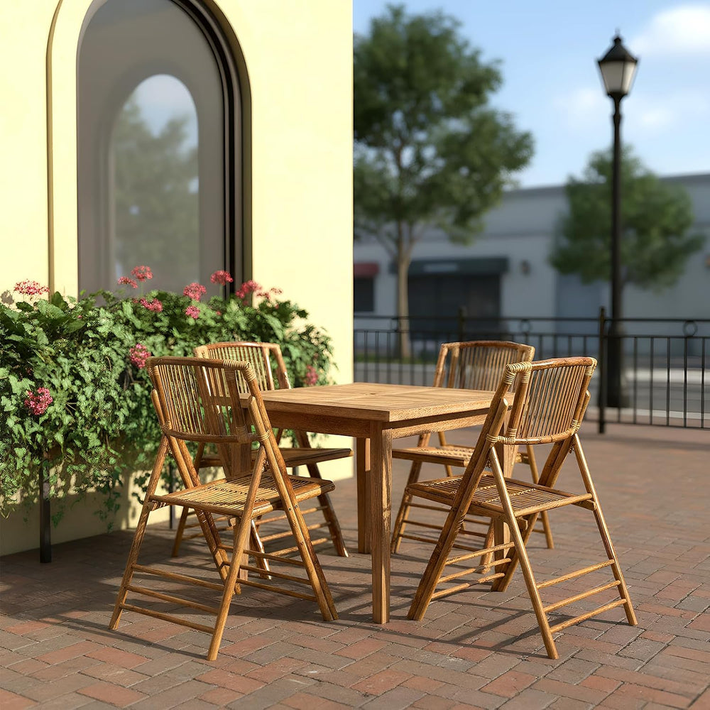 Bonnlo Bamboo Folding Chairs 1/2/4 Pack Foldable Dining Wood Chairs for Outdo...