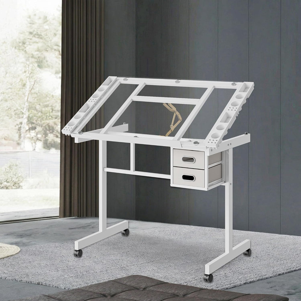 Rolling Drafting Table on Wheels, Painting Table Art Craft Desk Crafting Tabl...