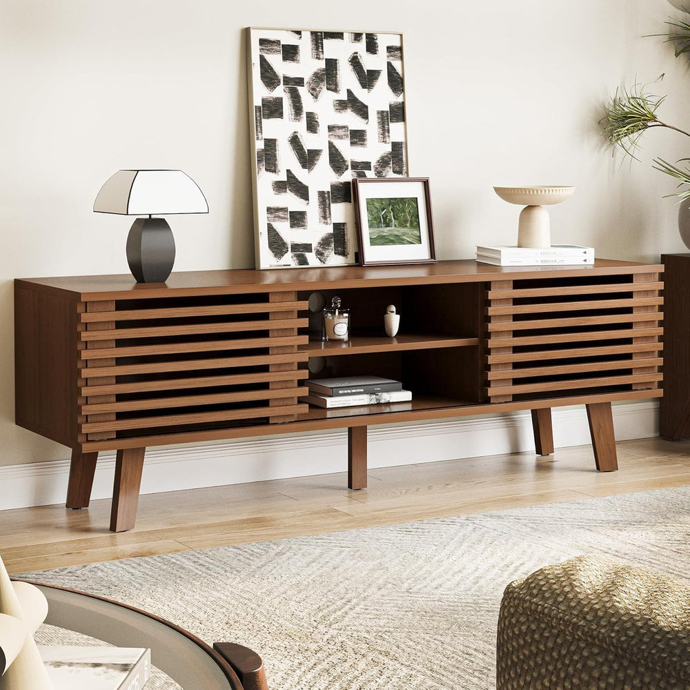 MAISONARIA Living Room Table Sets of 4, Mid Century Coffee Table & TV Sta...
