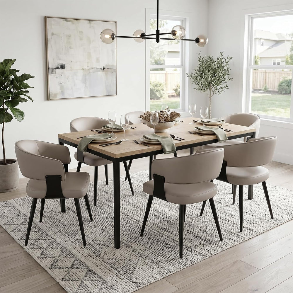 Dining Chairs Set of 6, Modern Faux Leather Kitchen Chairs