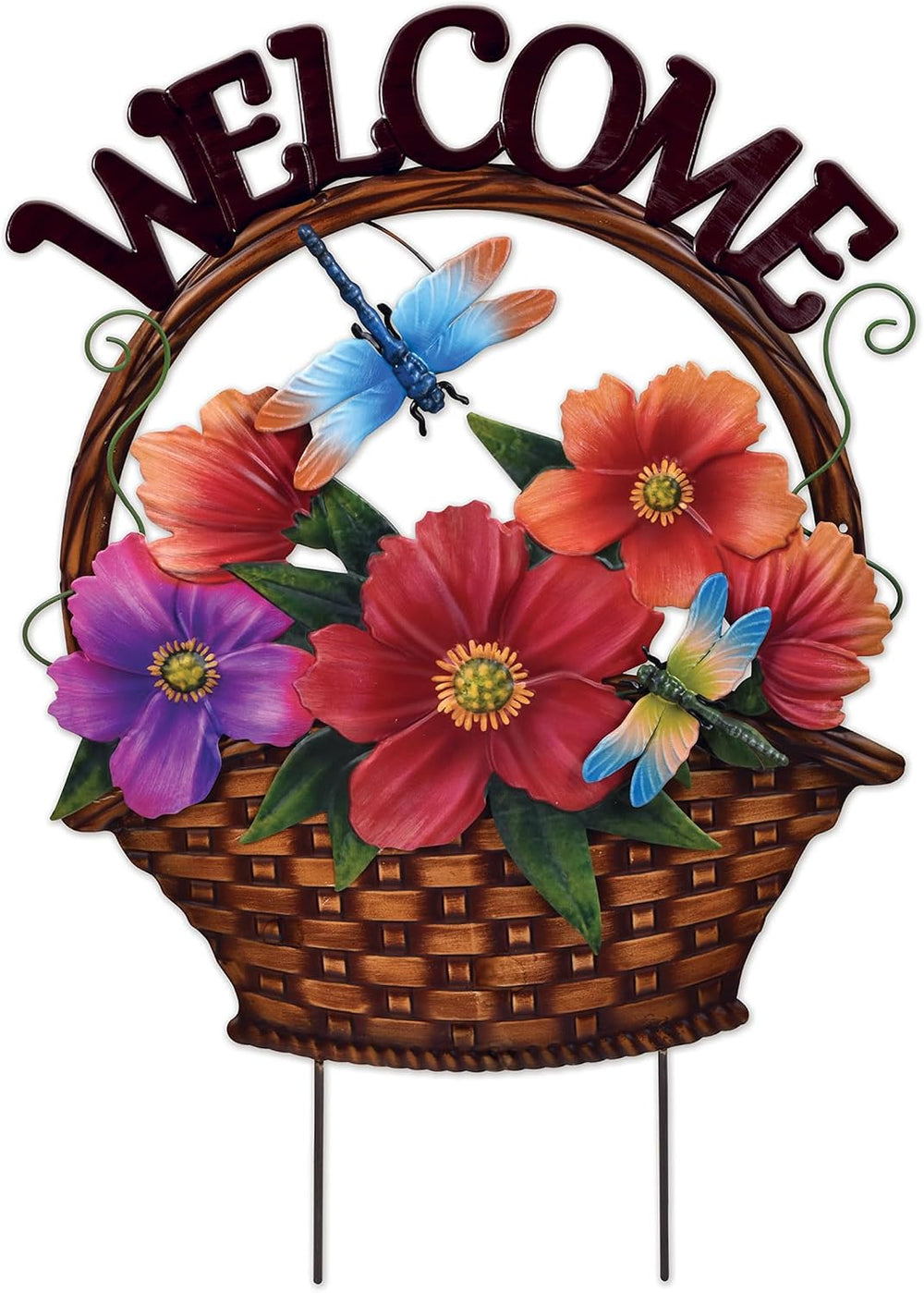 Sunset Vista Design Garden Stakes - Metal Welcome Sign with Stake For Yard La...