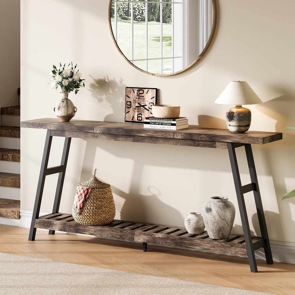 ChooChoo 70.9 Inch Long Console Tables for Entryway, Hallway Table, 2-Tier | ...