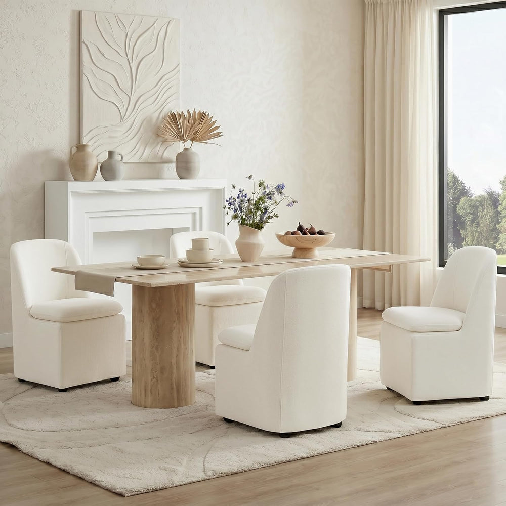 KISLOT Upholstered Dining Chairs Set of 4 with Hidden Casters, Modern Kitchen...