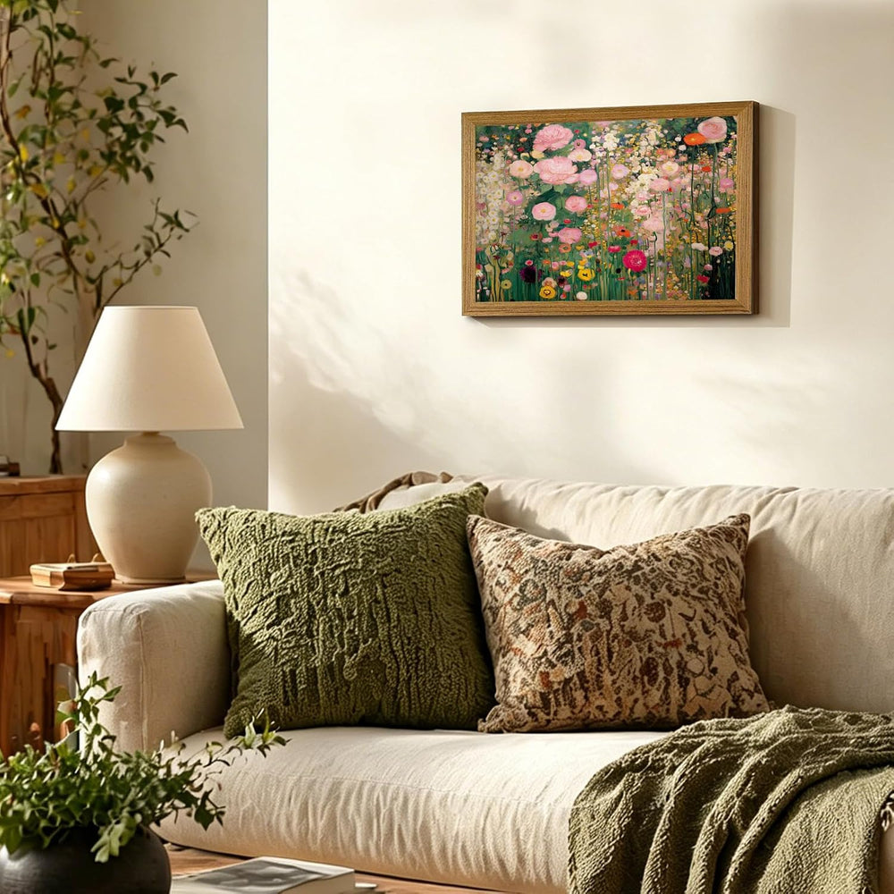 Floral Wall Art Wildflower Meadow Picture Wall Decor Gustav Klimt Print