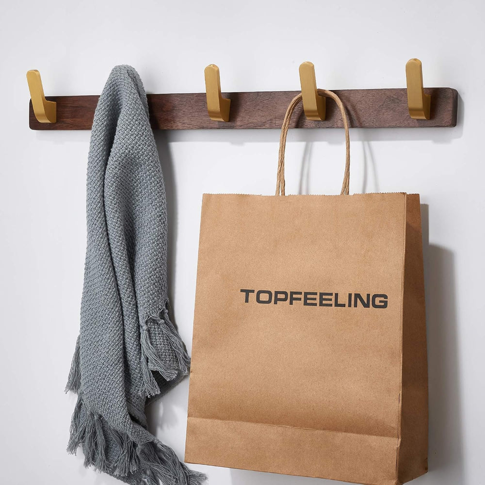 Wall Mounted Coat Rack, Metal Wood with 5 Hooks