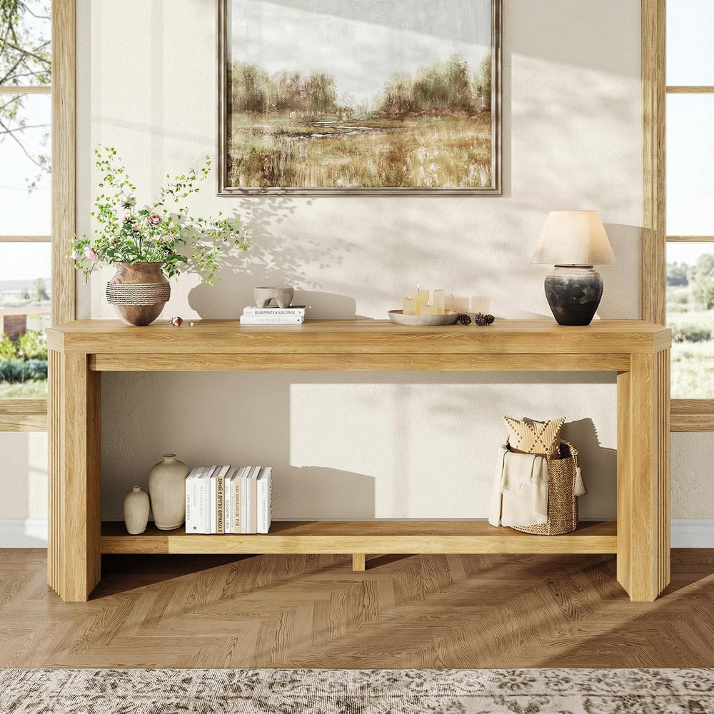 70" Console Table for Entryway, Narrow Long Sofa Table Behind Couch, Woo...