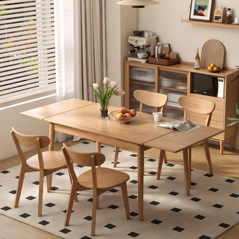 49.21’’-76.77’’ Extendable Dining Table and Chairs Set for 4, 100% Solid Wood...