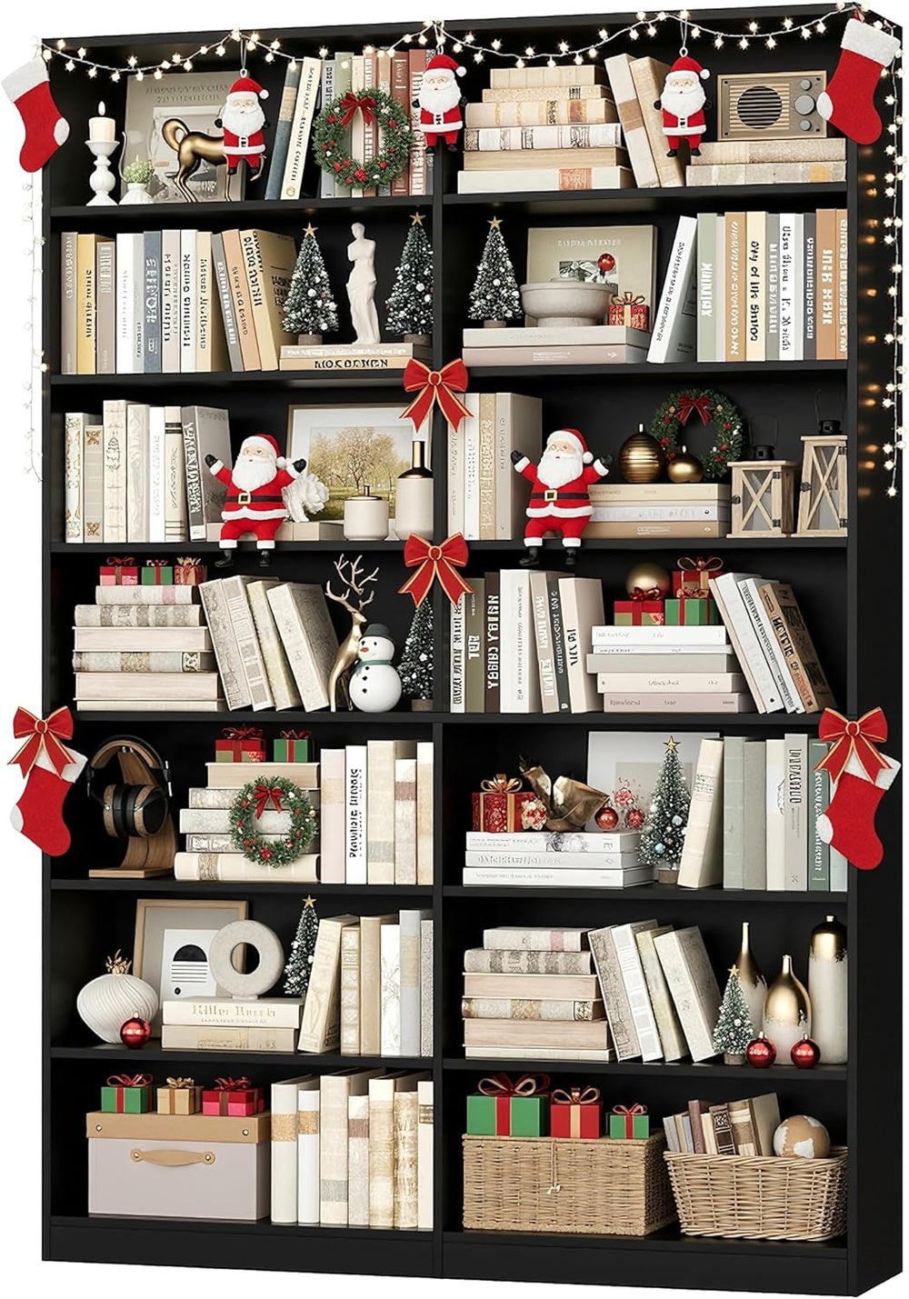 FACBOTALL 83.7" Tall Bookshelf and Bookcase,7-Tier Double Bookshelves Black