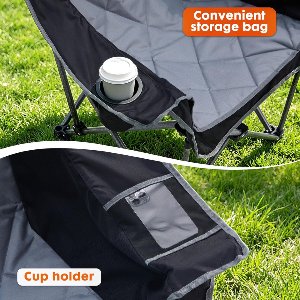 EMERIT 2 Pack Oversized Padded Camping Chairs, Heavy Duty 450 LBS Capacity Ou...