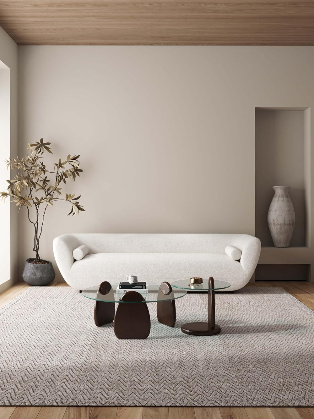 Manhattan Comfort Artesia 2 Piece Set, Round End and Coffee Tables with with ...